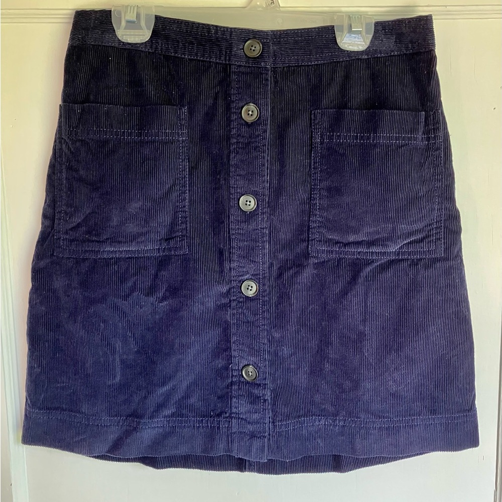 Gap Navy Blue Corduroy Button Down Mini Skirt Women's Size XS